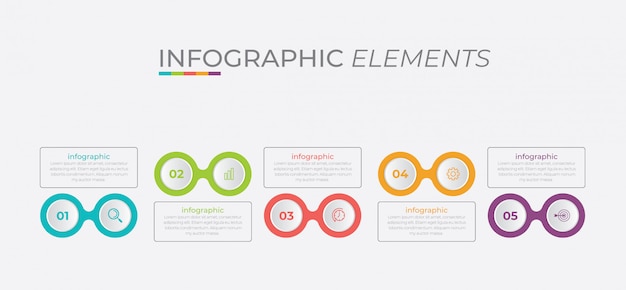 Zakelijke infographic presentatiesjabloon met 5 opties.