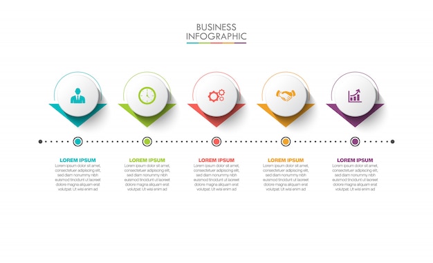 Zakelijke infographic presentatiesjabloon met 5 opties.