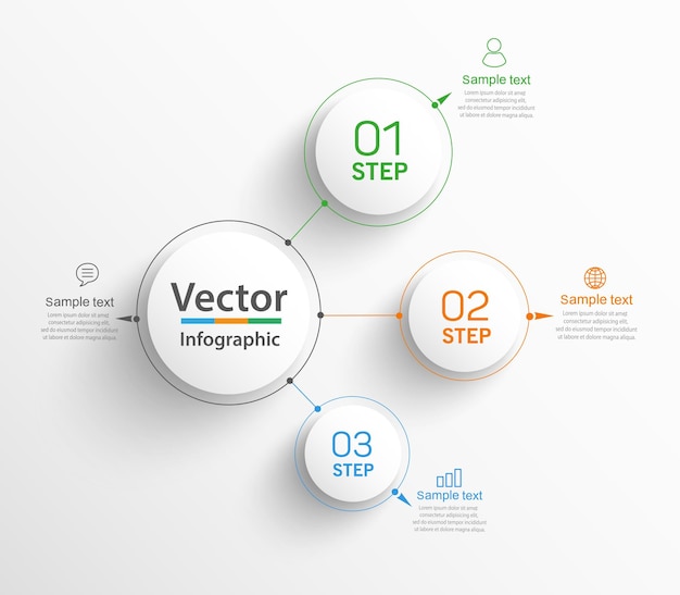 Zakelijke infographic sjabloon met 3 stappen of opties