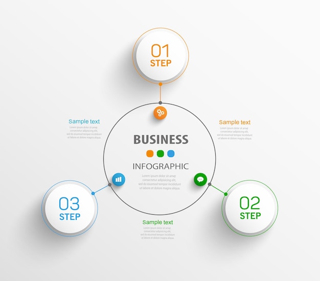 Zakelijke infographic sjabloon met 3 stappen of opties