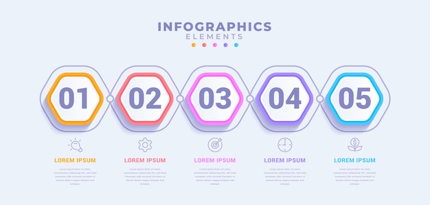 Zakelijke infographic sjabloon met vijf opties of proces