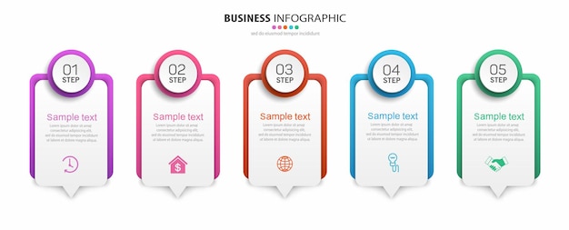 Zakelijke infographic sjabloon met vijf stappen