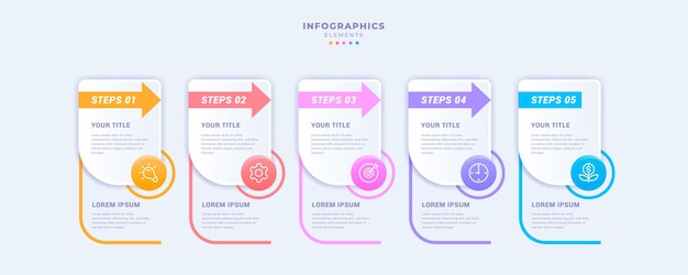Zakelijke infographic sjabloon met vijf stappen