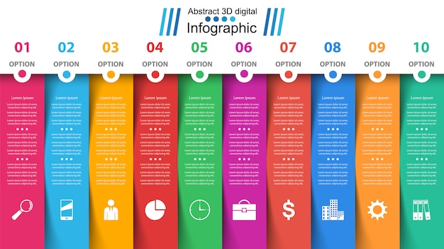 Zakelijke infographic sjabloon. tien items.