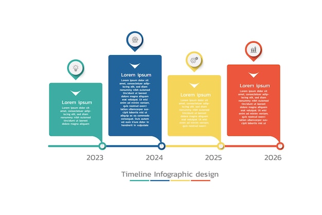Zakelijke infographic tijdlijn ontwerpsjabloon met vier opties