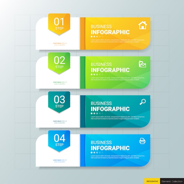 Zakelijke infographics 4 stappen sjabloon.