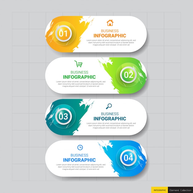 Zakelijke infographics sjabloon met vier stappen