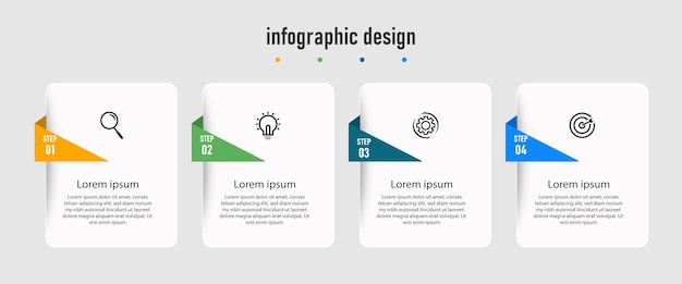 Zakelijke infographics sjabloon tijdlijn met 4 stappen opties kunnen worden gebruikt voor workflow diagram