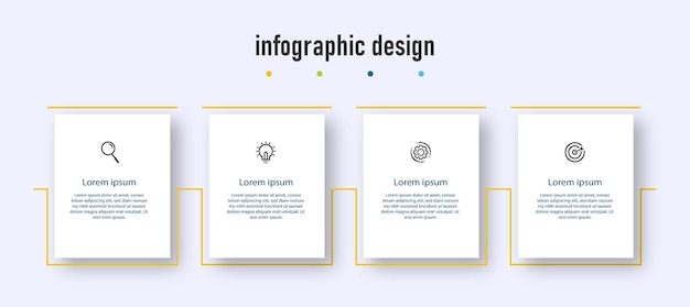 Vector zakelijke infographics sjabloon tijdlijn met 4 stappen opties kunnen worden gebruikt voor workflow diagram