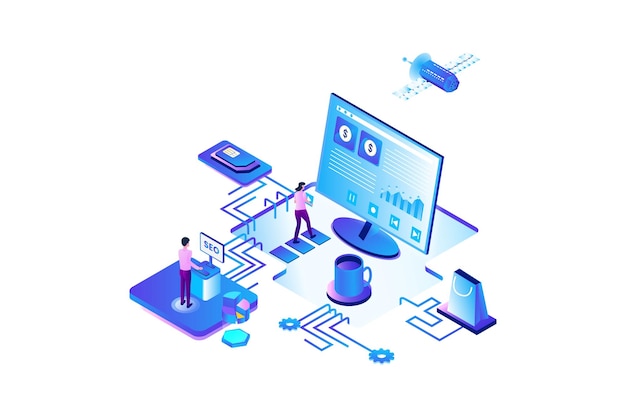 Zakelijke marketing isometrische vector