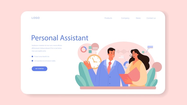 Zakelijke persoonlijke assistent webbanner of bestemmingspagina