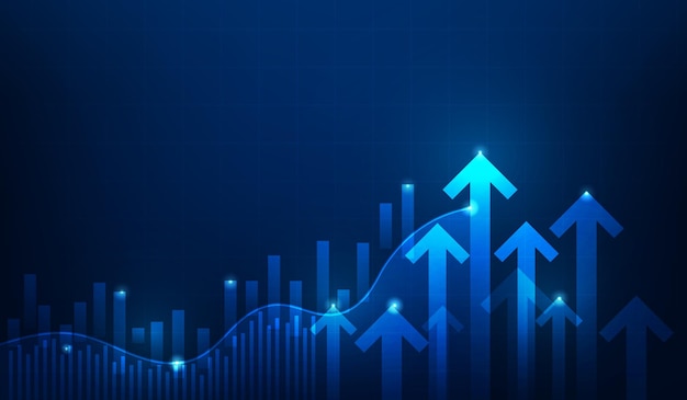 zakelijke pijl financiën grafiek groei en aandelenmarkt belegging trend trading belegging analist