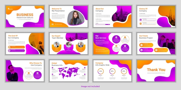 Zakelijke powerpoint presentatie dia sjabloon set of brochure, zakelijke portfolio sjabloon