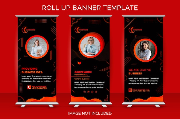 Zakelijke promotie en corporate roll-up bannermalplaatje