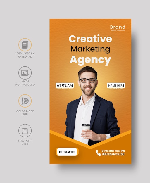 Zakelijke promotie en creatieve instagram verhaal banner sjabloon premium vector