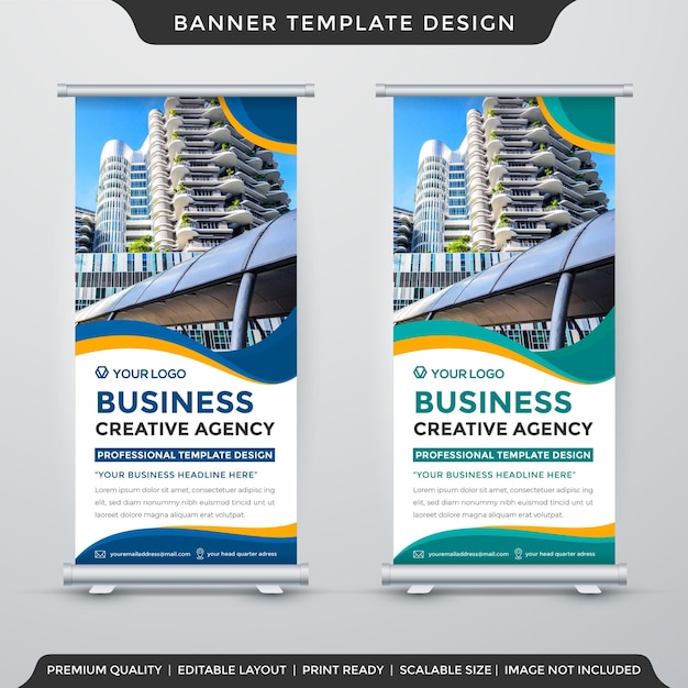 Zakelijke rollup banner sjabloonontwerp premium stijl