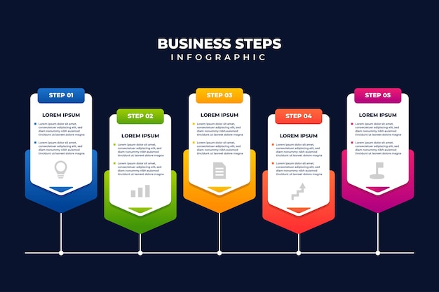 Zakelijke stappen proces infographic sjabloon