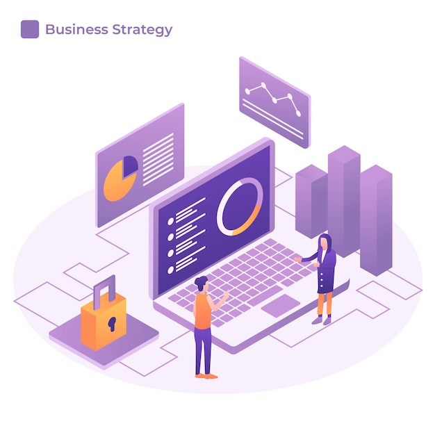 Zakelijke strategie isometrische vectorillustratie
