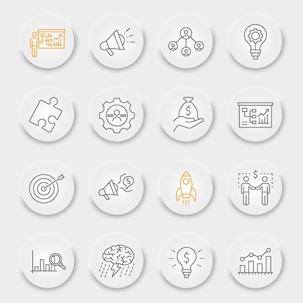 Zakelijke strategie lijn icon set