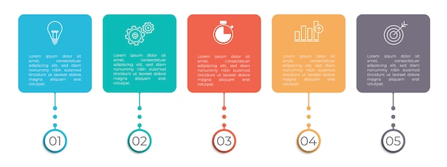 Zakelijke tijdlijn infographic sjabloon 5 opties of stap.