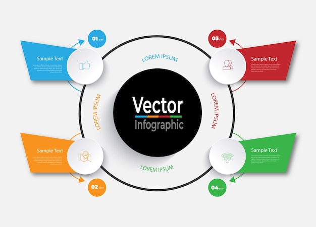 Zakelijke vector infographic ontwerpsjabloon met 4 opties of stappen