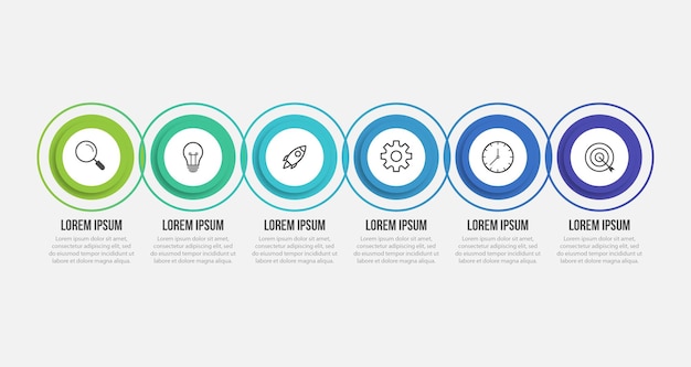 Zakelijke vector infographic sjabloon 6 stappen