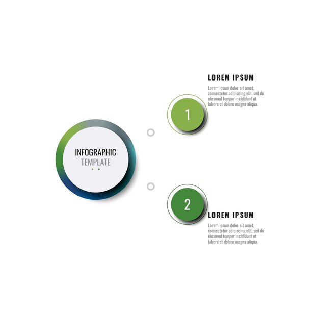 Zakelijke verticale infographic sjabloon met twee ronde realistische elementen op een witte achtergrond