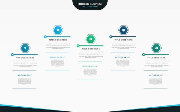 Zakelijke visualisatie infographic ontwerp voor presentatie of workflowindeling