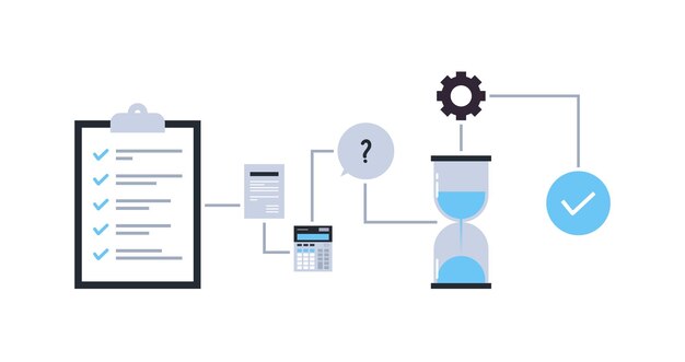 Zakelijke vooruitgang en marketingplan organisatie platte vectorillustratie