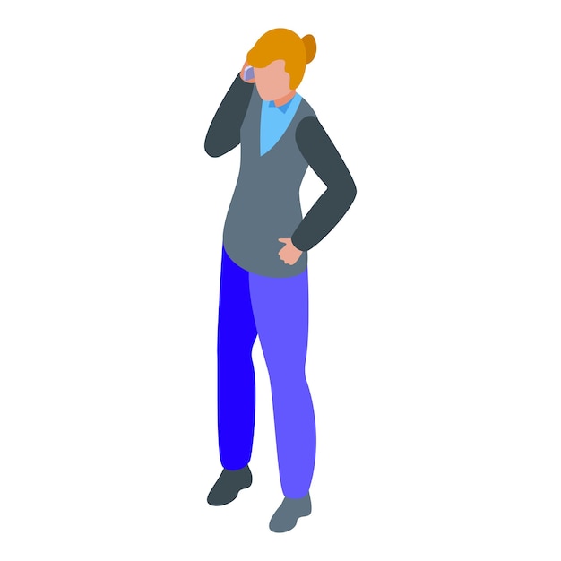 Zakelijke vrouw die aan de telefoon spreekt isometrisch icoon