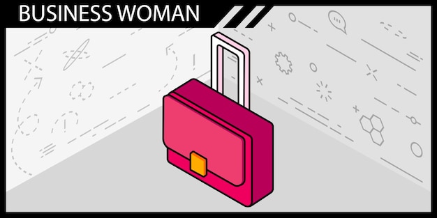 Zakelijke vrouw isometrisch ontwerp pictogram Vector web illustratie 3d kleurrijke concept