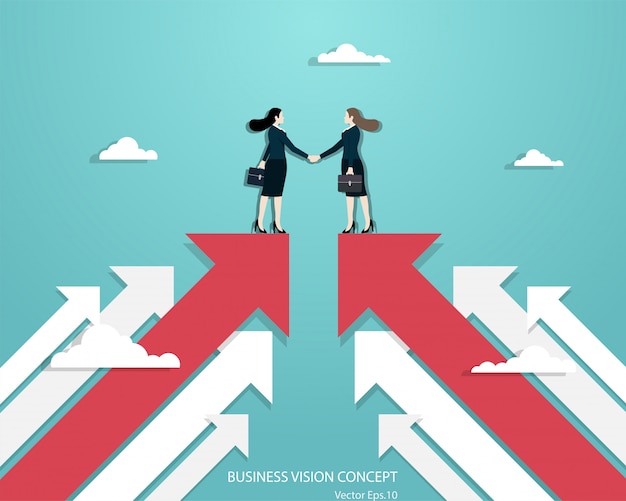 Zakelijke vrouwen partners handshaking over business