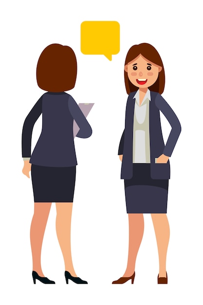 zakelijke vrouwen praten in vlakke stijl vector illustratie