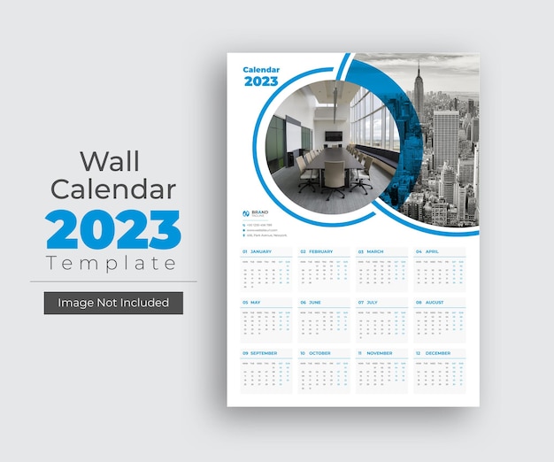 Zakelijke wandkalender 2023 nieuwjaar ontwerpsjabloon