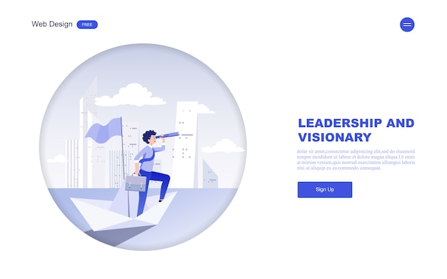 Zakelijke websjabloon van visie, leiderschap.