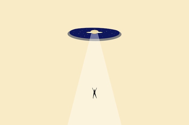 Zakelijke werving en werving vector concept met ufo kies persoon symbool van vacatures baan biedt loopbaanontwikkeling eps10 vectorillustratie