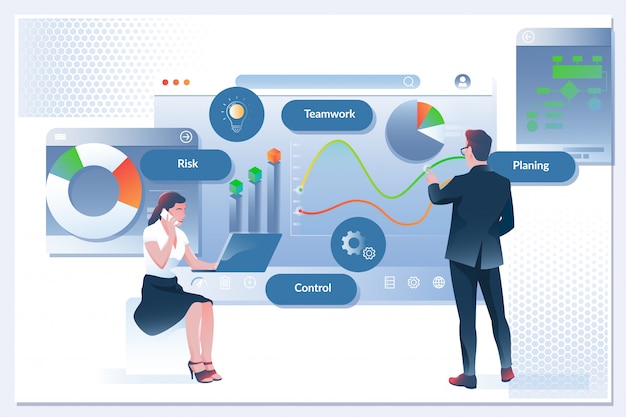 Vector zakelijke workflow, tijdbeheer, planning, taak-app