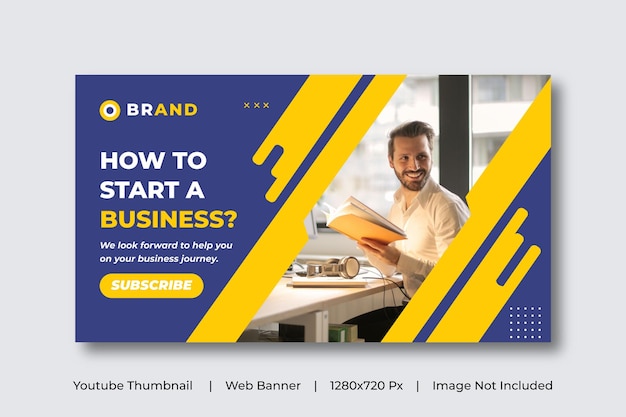 Zakelijke YouTube-miniatuur en webbannersjabloon Bewerkbaar videominiatuurontwerp