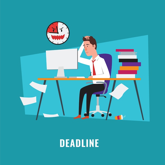 Zakenman met de illustratie van de projectdeadline