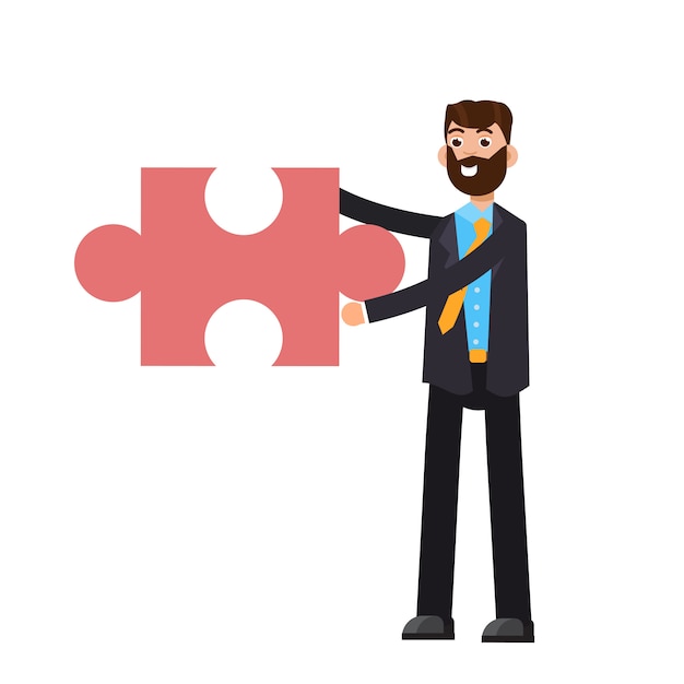 Zakenman met puzzel. Probleem- en oplossingsconcept.