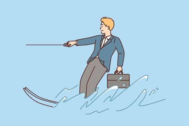 Zakenman op waterski.