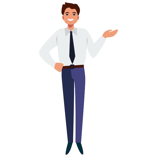 Zakenman poseren Karakter van een succesvol persoon in zakelijke kleding Vector illustratie in vlakke stijl