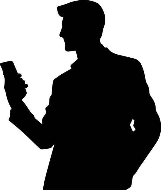 Vector zakenman surfen op mobiele telefoon vector silhouet 21