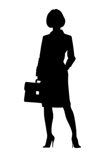 Vector zakenvrouw met koffer silhouet geïsoleerd op witte achtergrond vector illustratie