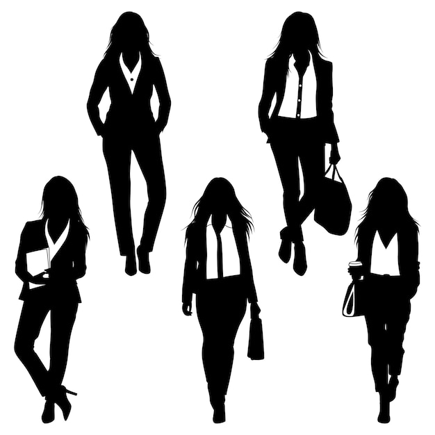 Vector zakenvrouw of vrouw in pak vector silhouettes
