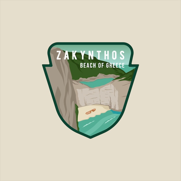 Zakynthos beach emblem vector illustration template graphic icon design greece island badge label for travel or tourism business with vacation concept