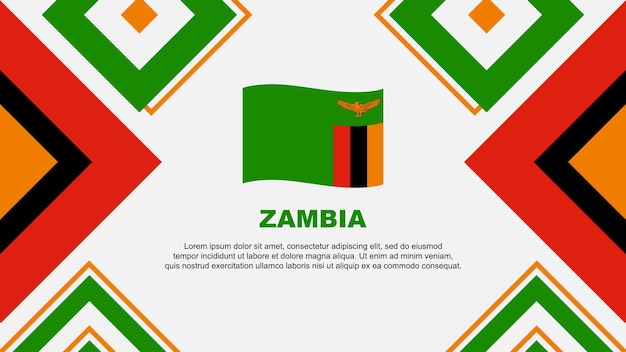 Vettore bandiera della zambia abstract background design template giornata dell'indipendenza della zambia banner wallpaper vector illustration giorno dell'independenza della zambia