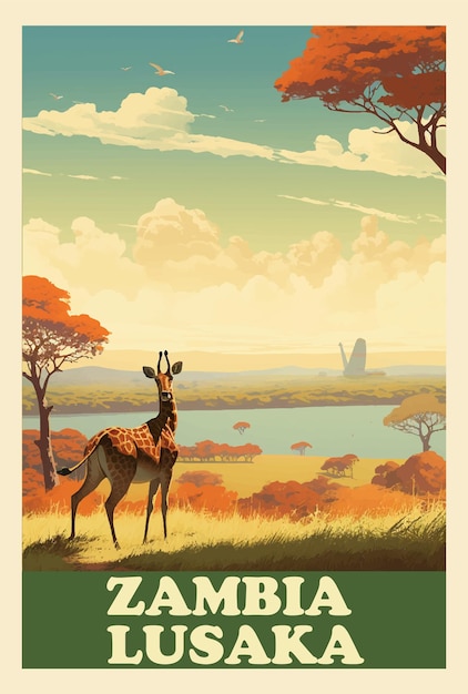 Zambia Lusaka retro-poster