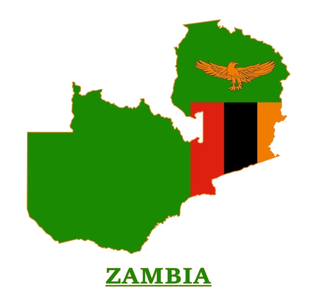 Zambia nationale vlag kaartontwerp, illustratie van Zambia landvlag binnen de kaart