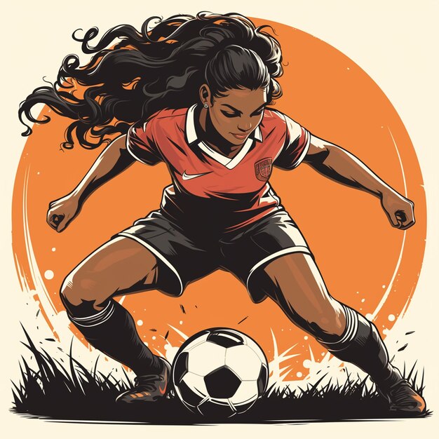 Vector a zambian woman is playing football